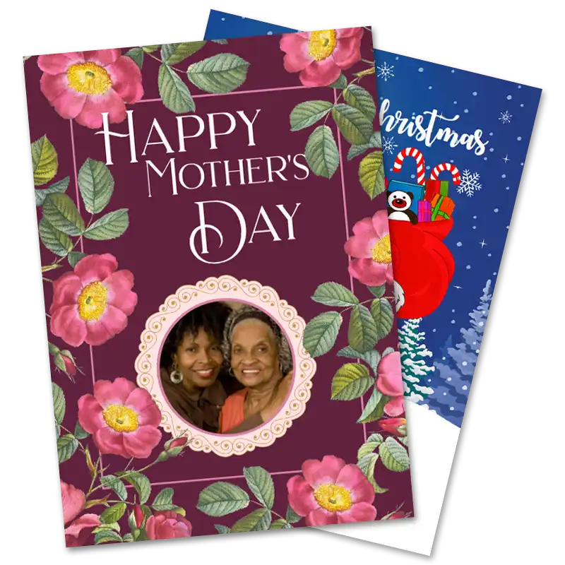 Custom seasonal photo postcard printed and mailed online